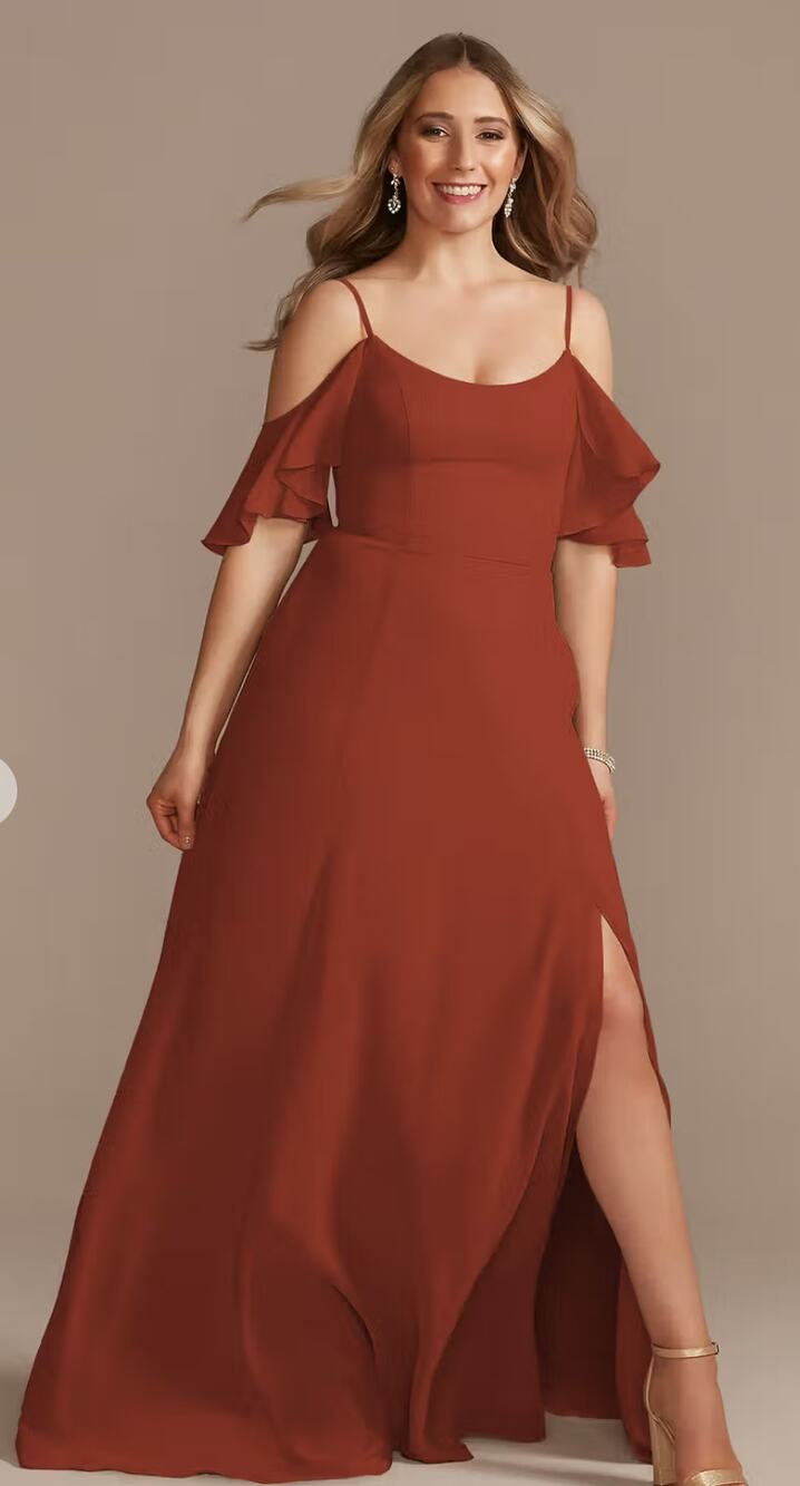 Celebrate DB Studio Size 18 Cinnamon Bridesmaid Dress Pockets Cold Shoulder